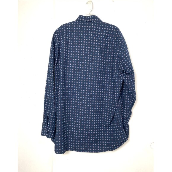 Paul & Shark Yachting Button Down Shirt Men's Size XXL Blue Diamond Print Long - Picture 2 of 13